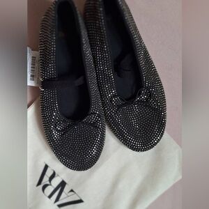 Zara Black Studded Bow Flats